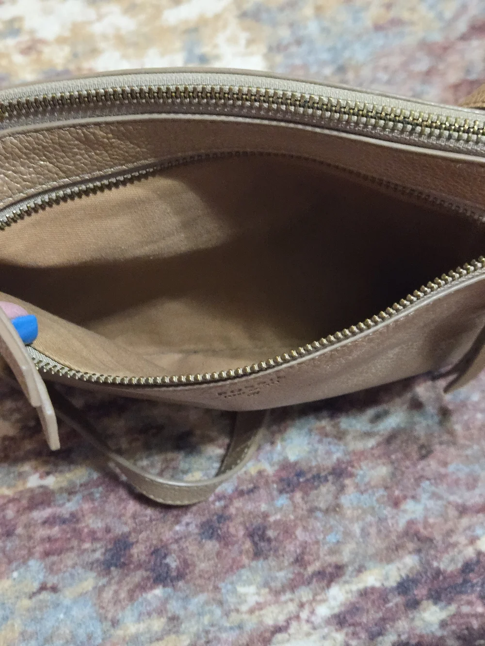 Fossil Metallic Champagne Leather Mini Crossbody Bag